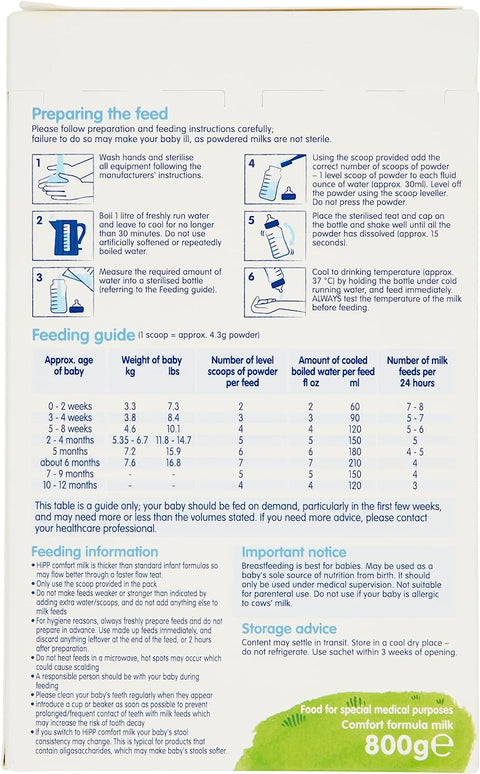 HiPP UK Comfort Baby Milk Formula (from birth) 800g